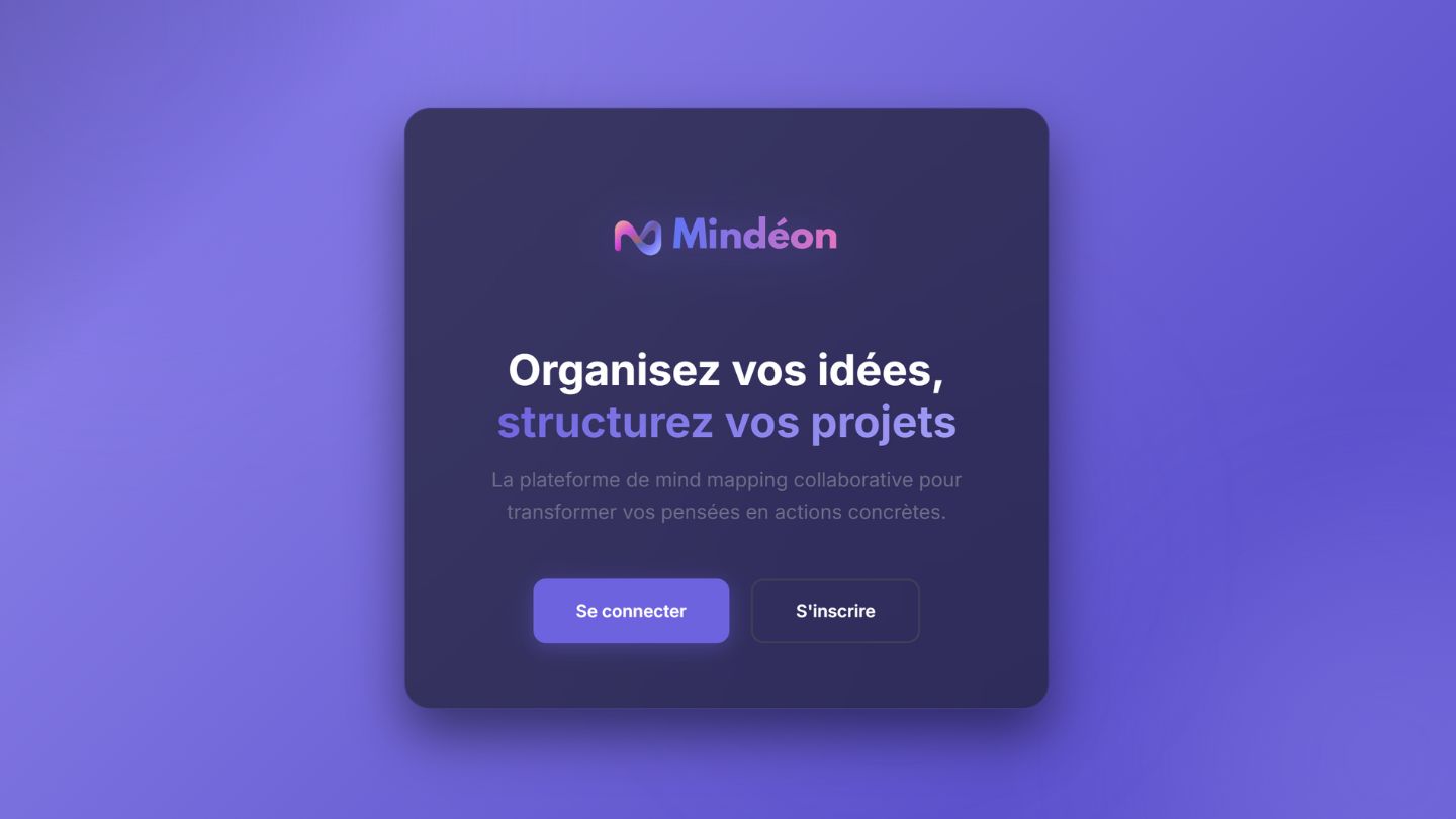 Page d'accueil de la plateforme Mindéon de cartes mentales